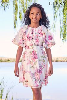 Lipsy Pink Puff Sleeve Occasion Dress (3yrs-16yrs) (K47129) | €26 - €30