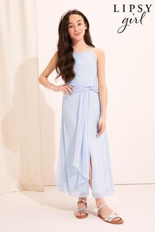 Lipsy Blue Lace Strap Maxi Occasion Dress (From 7-16yrs) (K47138) | €24 - €28