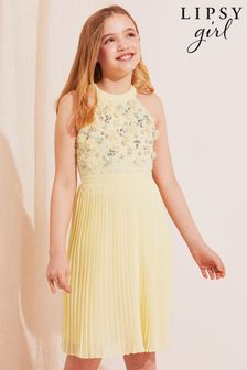 Lipsy Yellow Pleated Halter Occasion Dress (K47140) | INR 5,733 - INR 6,615