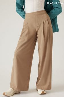 Cămilă - Pantaloni largi cu talie medie și model pene Athleta Brooklyn (K47317) | 507 LEI