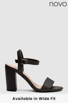 Novo Black Wide FIt Mills Block Heel Sandal (K47721) | €59