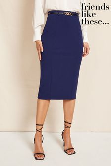 Friends Like These Navy Belted Midi Skirt (K47988) | €17