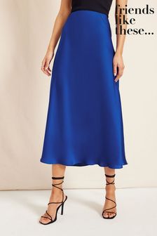 Friends Like These Cobalt Blue Full Hem Bias Midi Skirt (K47995) | 42 €