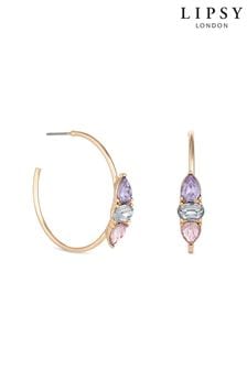 Lipsy Jewellery Rose Gold & Pink Pastel Stone Fine Hoop Earrings (K48025) | 45 zł