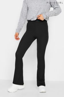 PixieGirl Petite Black Ribbed Flare Trouser (K48714) | €12.50