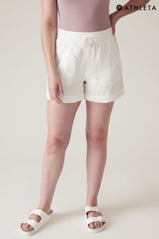Синий - Athleta Mid Rise Linen Shorts (K48926) | €51