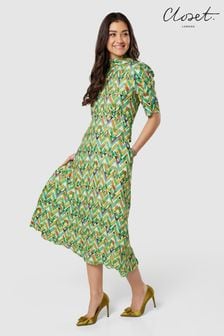 Closet Green Multi Tie Back A Line Dress (K49060) | €55