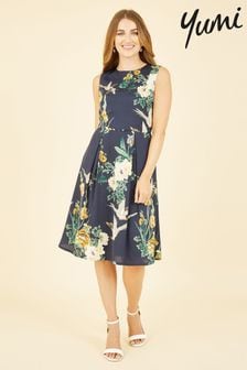 Приталенное платье с принтом журавлей Yumi (K49122) | €49