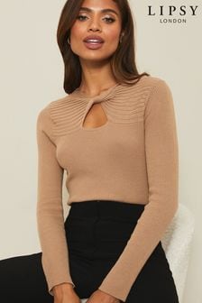 Lipsy Camel Petite Front Twist Cut Out Knitted Jumper (K49258) | 53 €