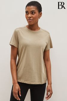 Marron - Banana Republic T-shirt à col ras du cou en tissu et poids en tissu (K49312) | €35