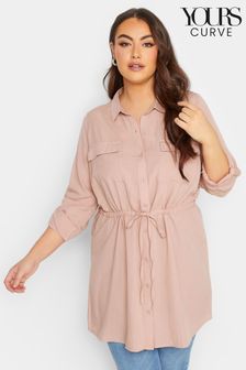 Yours Curve Pink Linen Utility Tunic Contains Linen (K49405) | OMR16