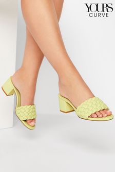 Yours Curve Green Wide FIt Wide Fit Plaited Fashion Mule Mid Heel (K49436) | €19