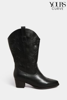 Yours Curve Black Extra-Wide Fit Cowboy Calf Boot (K49457) | 3,147 UAH