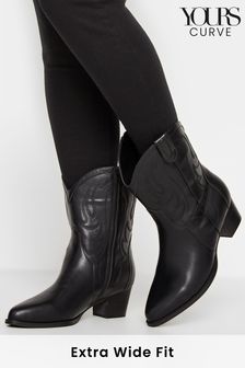 Yours Curve Black Extra-Wide Fit Cowboy Ankle Boot (K49459) | €34