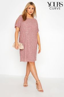 Yours Curve Pink Luxe Embellished Cape Dress (K49461) | €54