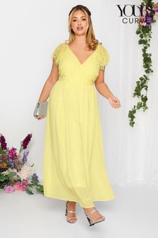 Yours Curve Yellow London Occasion Lace Wrap Maxi Dress (K49469) | €43