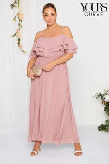 Yours Curve Pink London Occasion Ruffle Cold Shoudler Maxi Dress (K49474) | 50 €