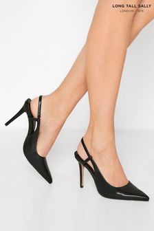 Long Tall Sally Black Sling Back Court Shoe (K49523) | OMR21