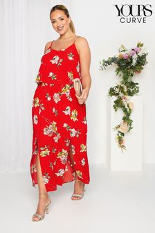 Yours Curve Red Floral Overlay Maxi Dress (K49572) | €28