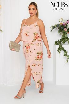 Yours Curve Pink Floral Overlay Maxi Dress (K49573) | €28