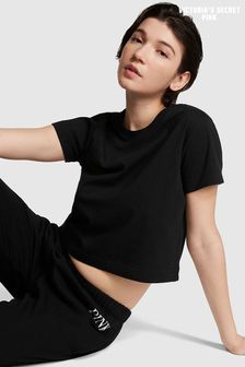 Victoria's Secret PINK Pure Black Short Sleeve Shrunken T-Shirt (K49859) | €27