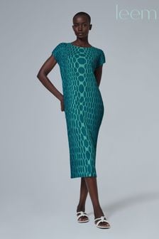 leem Green Plisse Midi Dress (K50861) | €191