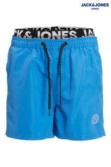 JACK & JONES JUNIOR Blue Double Waistband Swim Shorts (K51467) | Kč715