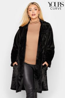 Yours Curve Black Faux Fur Jacket (K51879) | $74