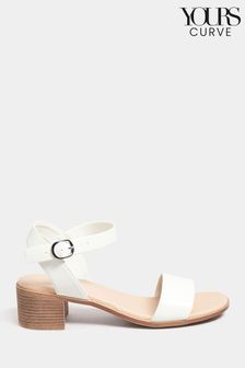 Yours Curve White Extra-Wide Fit Block Heel Casual Sandal (K51920) | €19
