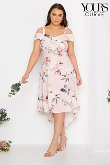 Yours Curve Pink London High Low Bardot Dress (K51927) | 155 zł