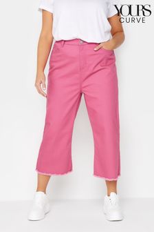 Yours Curve Pink Cropped Wide Leg Jean (K51981) | $49
