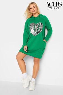 Yours Curve Green Hooded Printed Sweat Dress (K51994) | €19