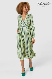Closet Green Full Skirt Wrap Dress (K52677) | €76