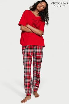 Victoria's Secret Lipstick Red Heritage Tartan Long Cuffed Pyjamas (K52712) | €25