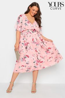 Yours Curve Pink London Shirred Waist Wrap Dress (K53191) | 205 zł