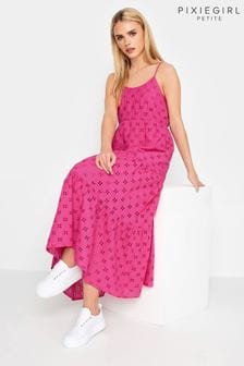 PixieGirl Petite Pink Broderie Strap Maxi Dress (K53250) | €25