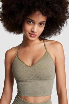 Victoria's Secret PINK Dusted Olive Marl Green Cropped Sports Bra (K53644) | €30