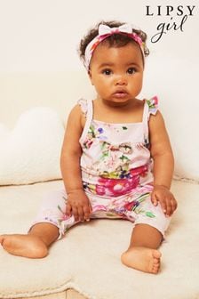 Lipsy Pink Jersey Frill Romper With Headband- Baby (K54032) | INR 2,095 - INR 2,315