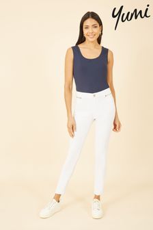 Yumi White Stretch Jegging With Zip Detail (K54210) | $82