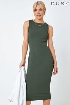 Dusk Green Sleeveless Midi Stretch Dress (K54282) | €22