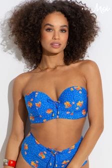 Pour Moi Blue Floral Santa Cruz Strapless Lightly Padded Underwired Top (K54655) | €19
