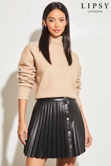 Lipsy Black Faux Leather Pleated Mini Skirt (K55285) | €21