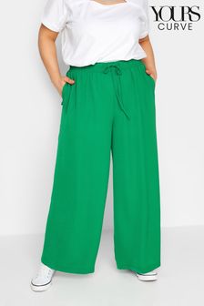 Yours Curve Green Washed Twill Wide Leg Trouser (K55390) | 44 €