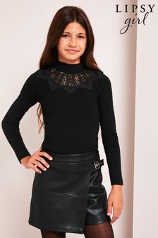 Lipsy Black Lace Yoke Knitted Jumper (K55416) | OMR12 - OMR16