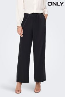 ONLY High Waisted Elasticated Satin Wide Leg Trousers