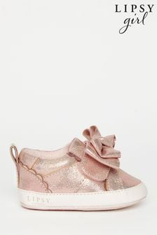 Lipsy Girl Pink Bow Pram Trainer Shoe - Baby (K55515) | $34