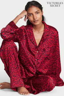 Victoria's Secret Lipstick Red Leopard Satin Long Pyjamas (K55523) | €39