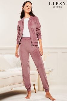 Rosa - Pantalones de chándal muy suaves de velour con bajo ajustado de Lipsy (K56200) | 34 €