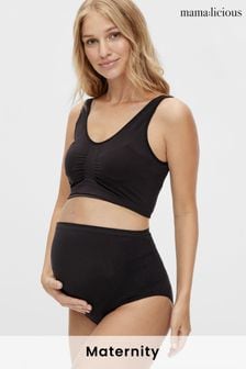 Mamalicious Black 2 Pack of Maternity High Waisted Seamless Briefs (K56266) | €26