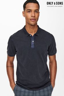 Only & Sons Navy Short Sleeve Cotton Polo Shirt (K56405) | SGD 41